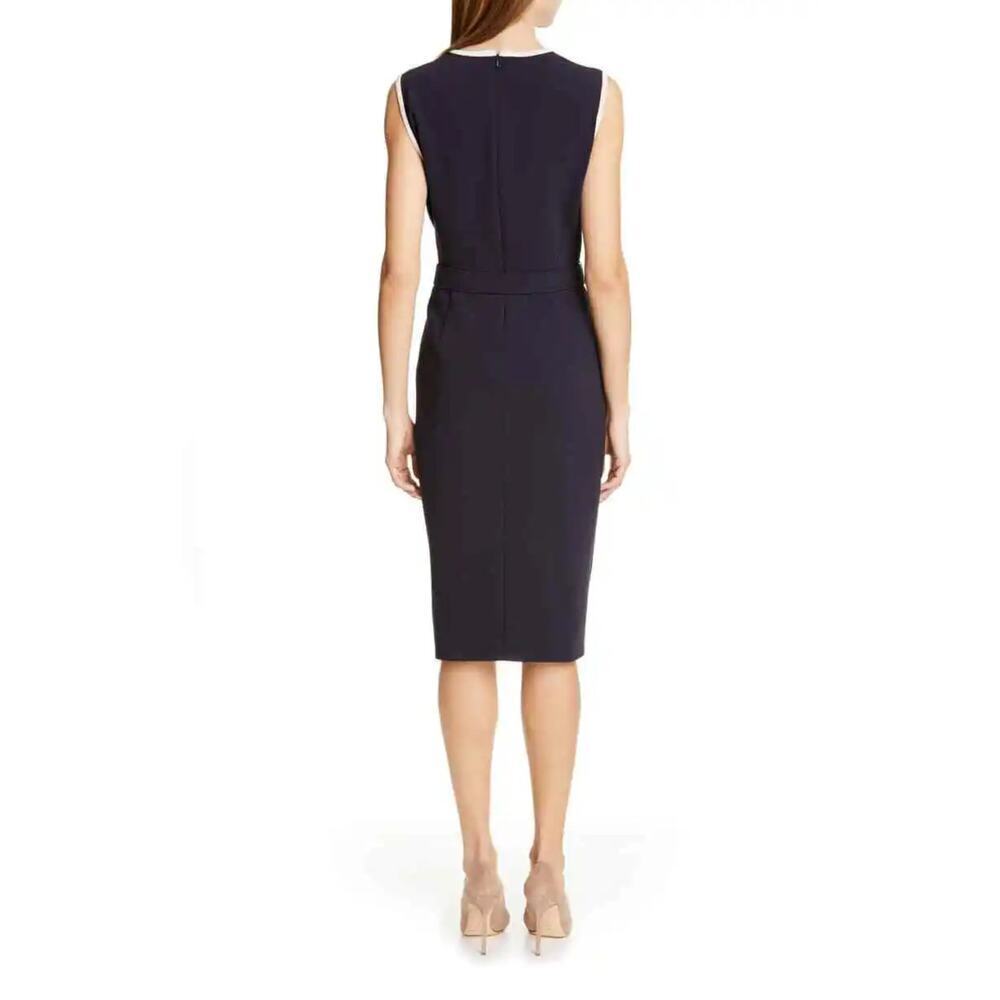MAX MARA Navy Pink Ivory Sheath Farad Crepe Dress 8 - Picture 3 of 10